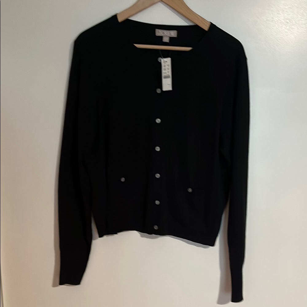 J. Crew Black Cardigan Sweater Fitted Style